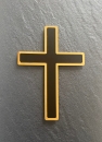 Kreuz, Wandkreuz aus Edelstahl (goldfarben) und Acryl (schwarz)